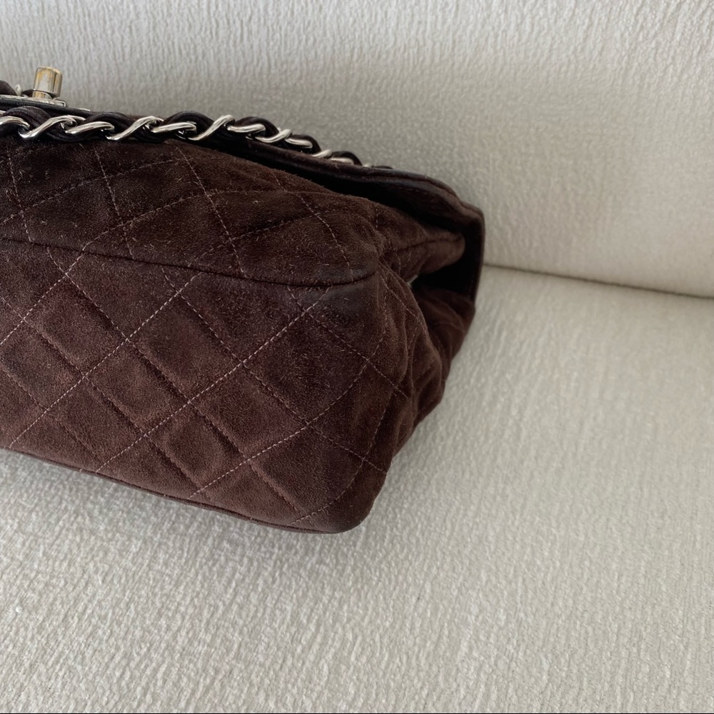 Chanel Vintage Classic Single Flap Bag Quilted Suede Medium Brown - Picture 6 of 17